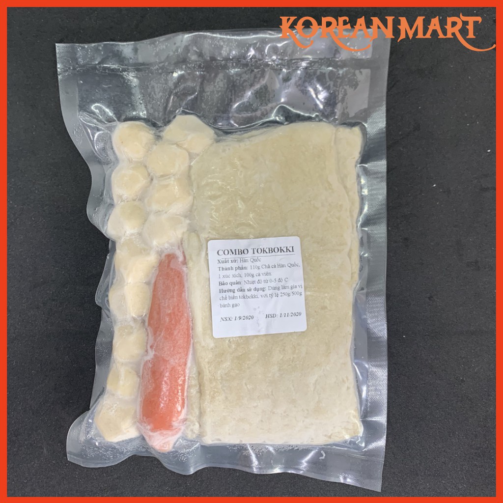Combo 500g bánh gạo hàn quốc cắt khúc gói vàng Mir + 100g sốt tokbokki + 250g set lẩu tokbokki