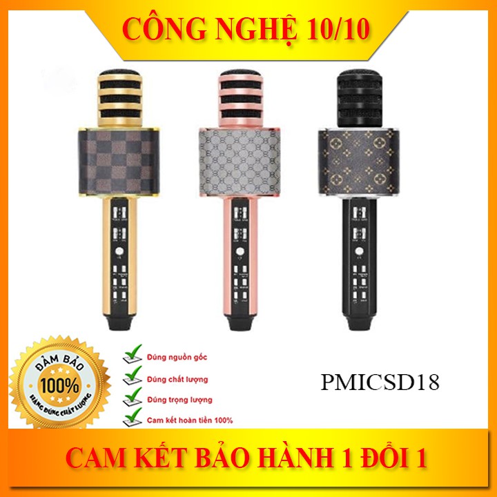 Mic Karaoke Bluetooth SD18 Kèm Loa Cao Cấp (3 Màu)