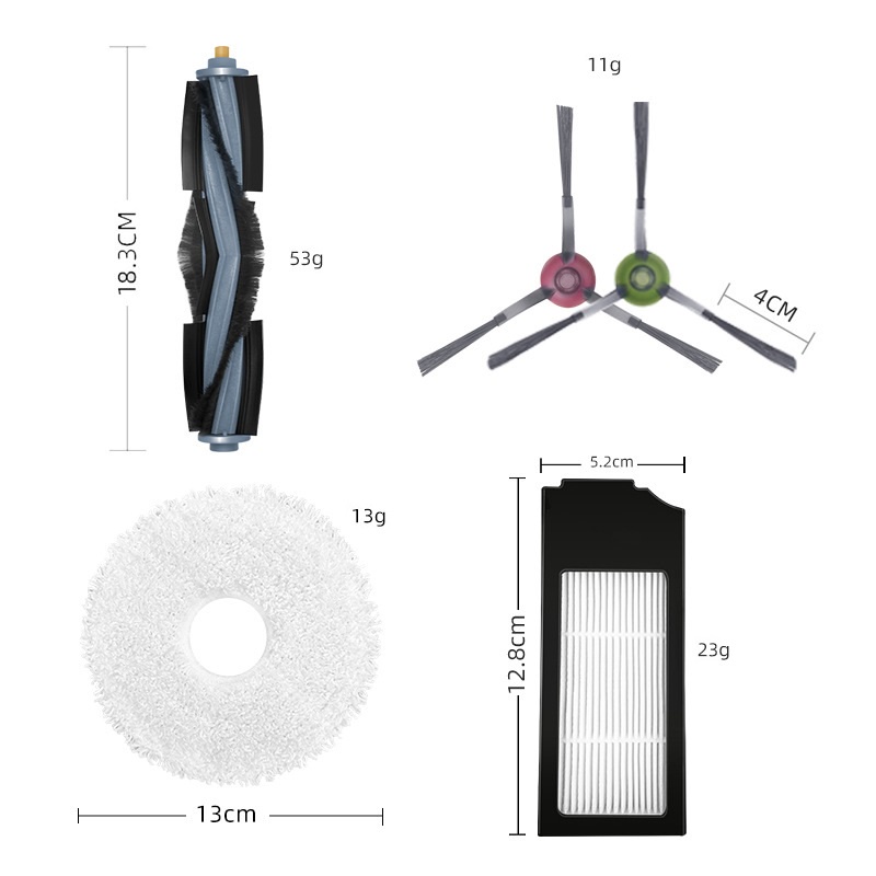 Phụ kiện chổi chính, chổi giữa, khăn lau, giẻ lau, chổi cạnh, lọc bụi Robot hút bụi Ecovacs Deebot X1 Omni, X1 Turbo