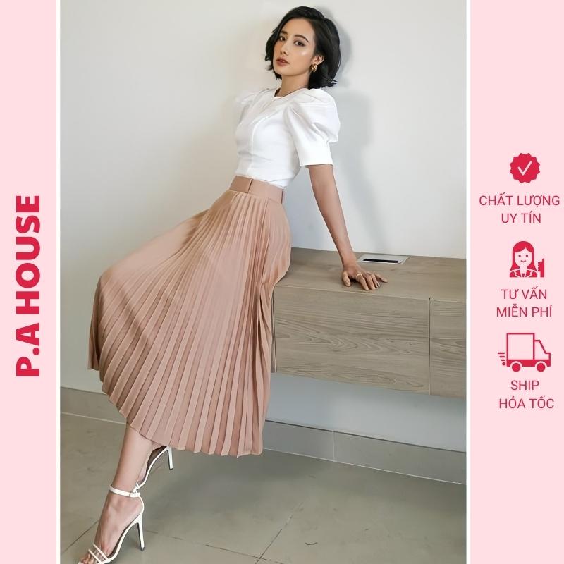 [Sale 50%] Chân Váy Dáng Dài Dập Li Đơn Giản P.a House