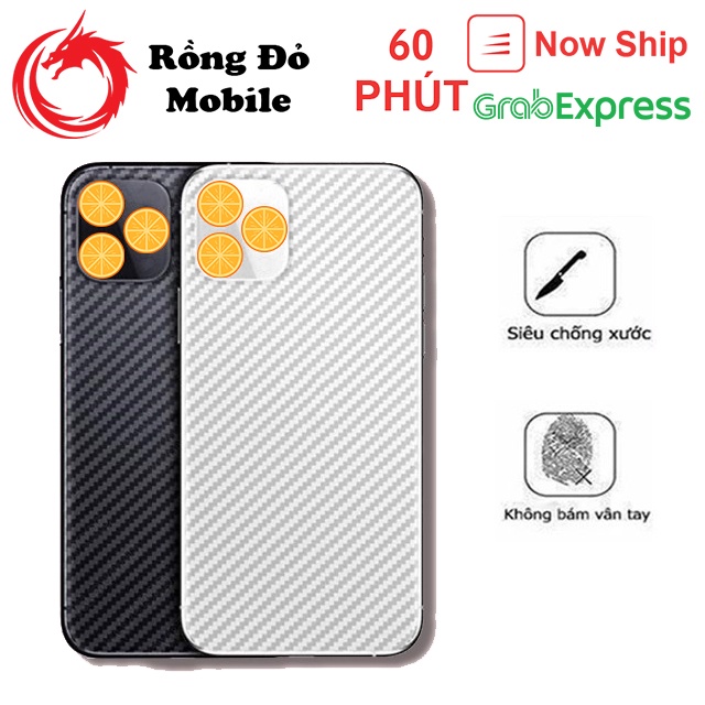 Miếng dán vân carbon lưng 6/6S/7/8 Plus X/XS/XR/XSMax 11/11 Pro Max 12/12 Pro Max - Rồng Đỏ Mobile