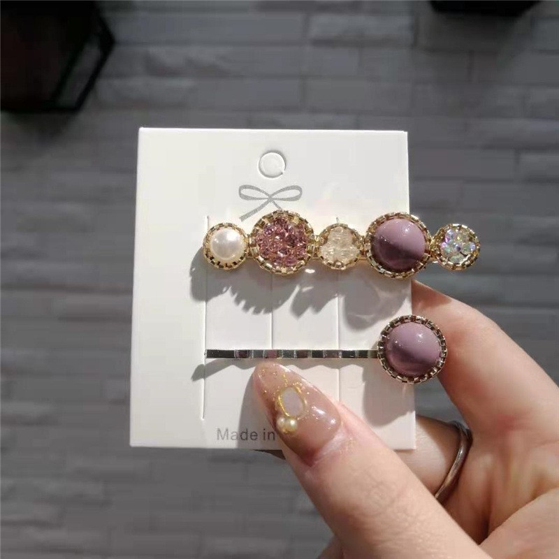 Set 2 kẹp tóc đính đá đơn giản kiểu dáng Hàn Quốc B016