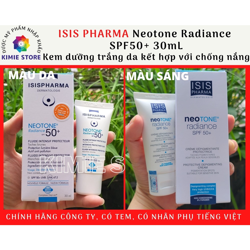 ISIS Pharma Neotone Radiance SPF50+ 30mL - Kem dưỡng trắng da, kết hợp với chống nắng