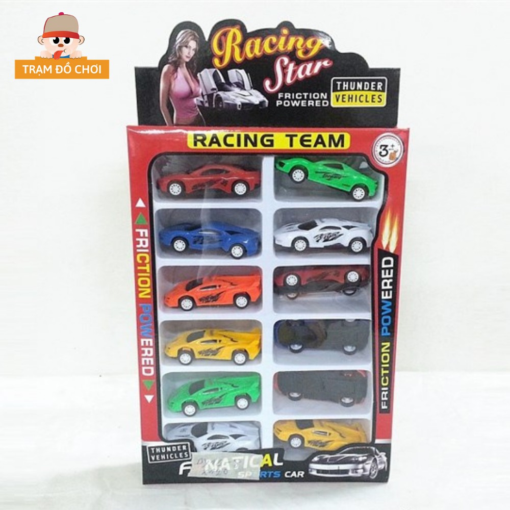 Xe ô tô đồ chơi cho bé chạy đà làm từ nhựa [1 bộ 12chiếc]