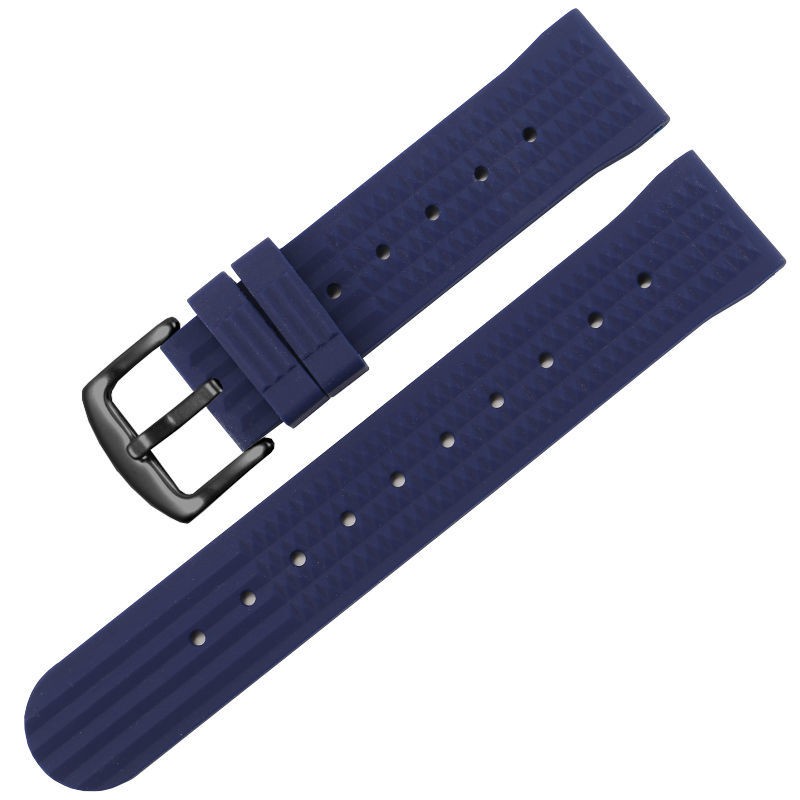 （Bolanxun） Dây đeo đồng hồ silicone thay thế cho Đồ hộp Seiko Số 5 Dây đeo đồng hồ cao su Casio Tissot màu xanh 19 20 21