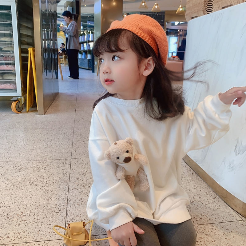 Áo Sweater Hình Gấu Phối Túi Đáng Yêu Cho Bé Gái