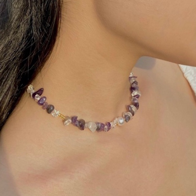 [339] Vòng cổ mix đá tone tím