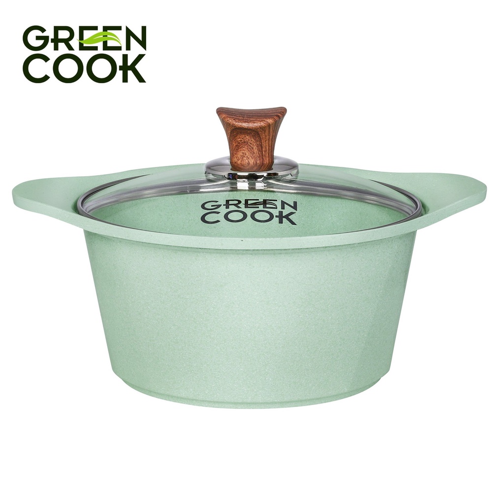 Nồi đúc đáy từ men đá xanh ngọc Green Cook GCS05 công nghệ Hàn Quốc