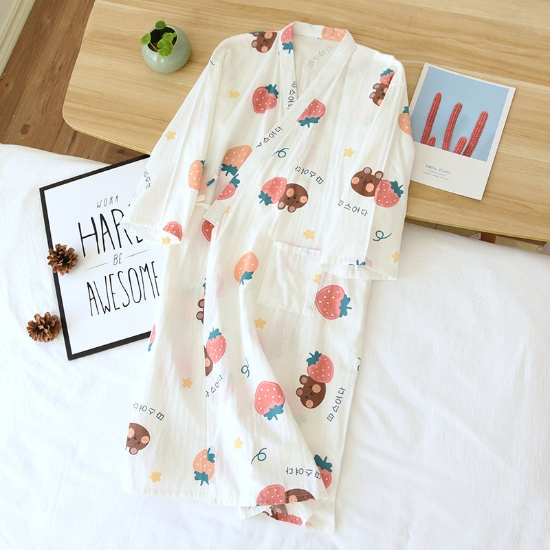 Kimono Nhật Vải Xô 🌿 Áo Choàng Ngủ Mặc Nhà Dễ Thương 🌿IVY215