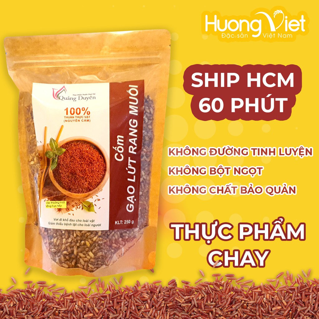 Gạo lứt rang muối thuần thực vật 250gr, gạo lứt huyết rồng giảm cân tự nhiên, thực phẩm chay ăn ngay