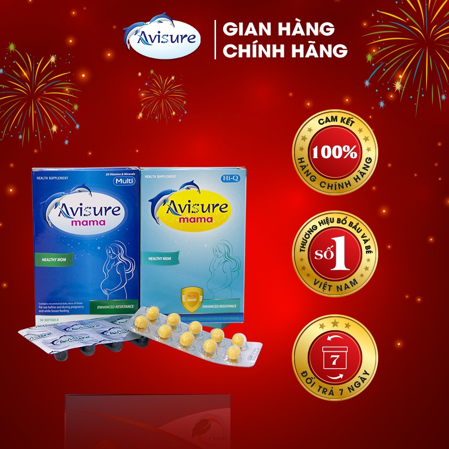 Combo 2 hộp canxi tự nhiên Avisure Hical và 1 hộp vitamin tổng hợp Mama cho bà bầu 180 viên