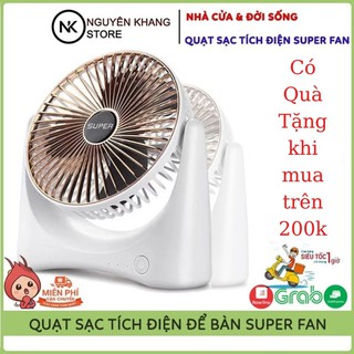 Quạt tích điện để bàn mini super fan, quạt sạc điện 3 chế độ gió, tích hợp chế độ gập thông minh