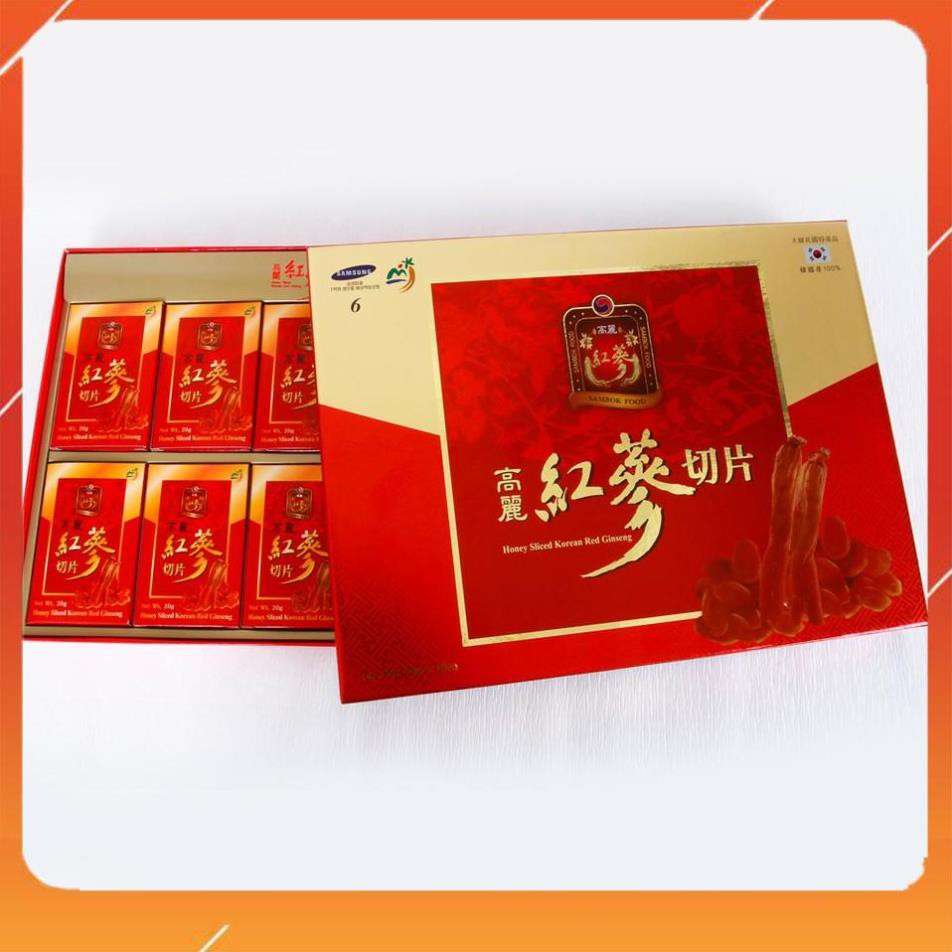 Hồng Sâm thái lát tẩm Mật Ong SAMBOK Hàn Quốc hộp 200g (Honey Sliced Korean Red Ginseng)