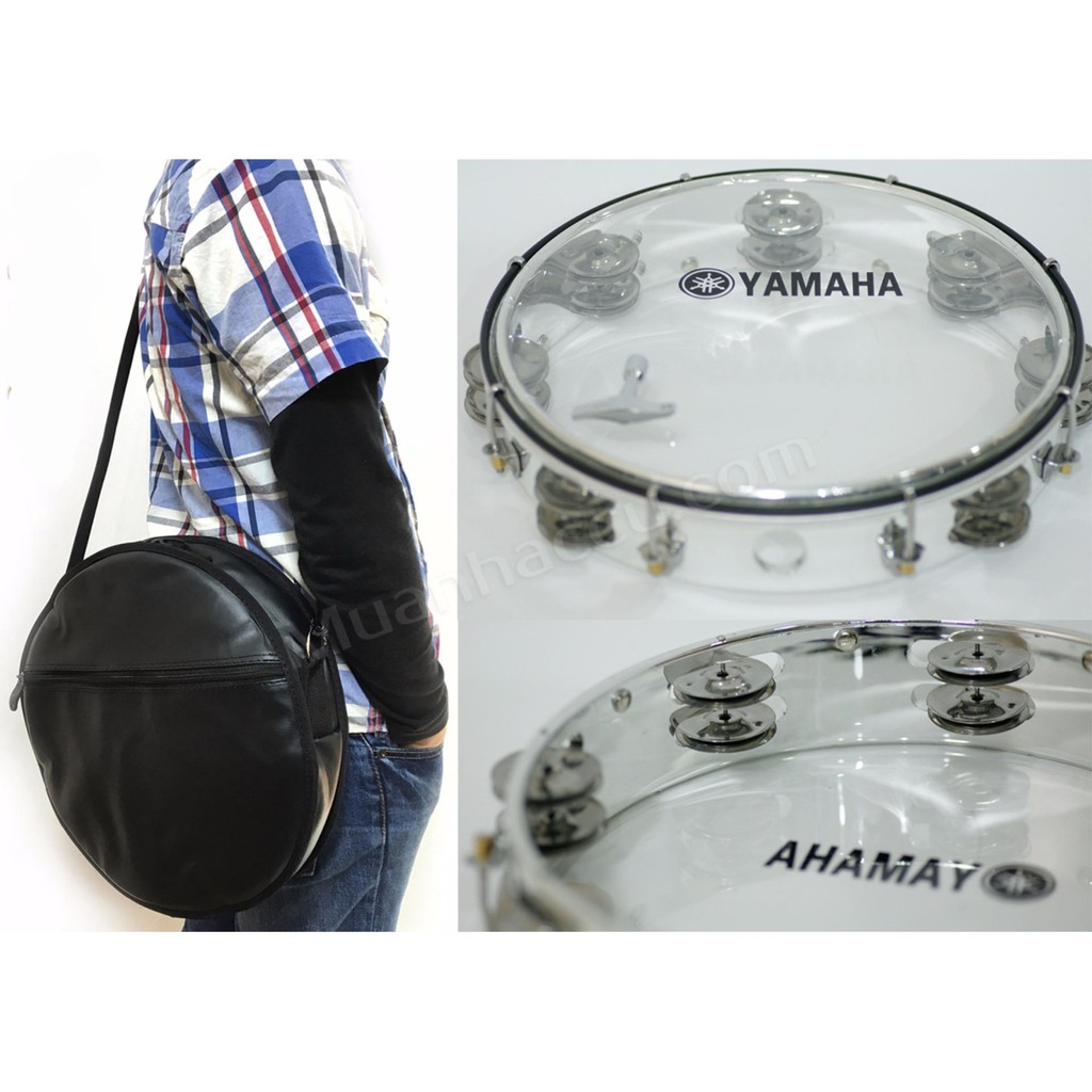 Combo Trống lắc tay và Bao đựng Lục Lạc Gõ Bo Tambourine Yamaha