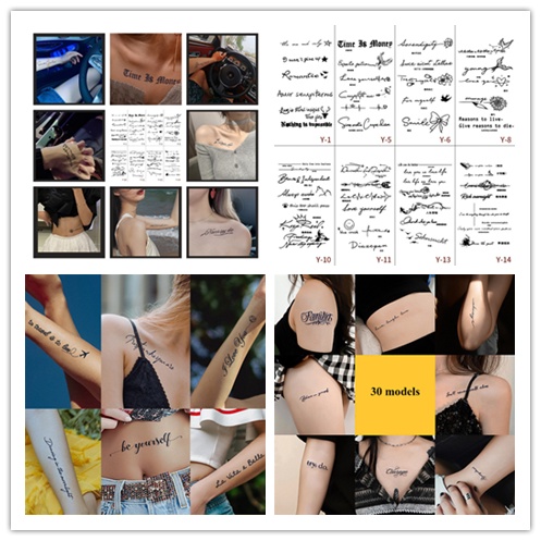 Hình Xăm Dán Tạm Thời Họa Tiết Chữ Tiếng Anh Chống Thấm Nước Đổi Màu Theo Nhiệt Độ Phong Cách Hàn Quốc