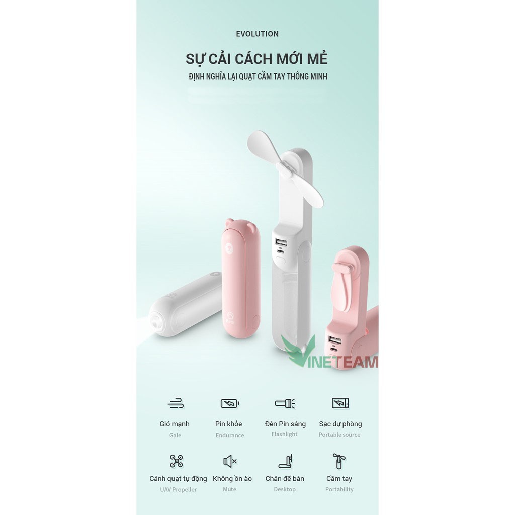 Quạt mini cầm tay đa năng hình gấu Bear kiêm đèn pin - sạc dự phòng tiện dụng F8 -dc4036 | BigBuy360 - bigbuy360.vn