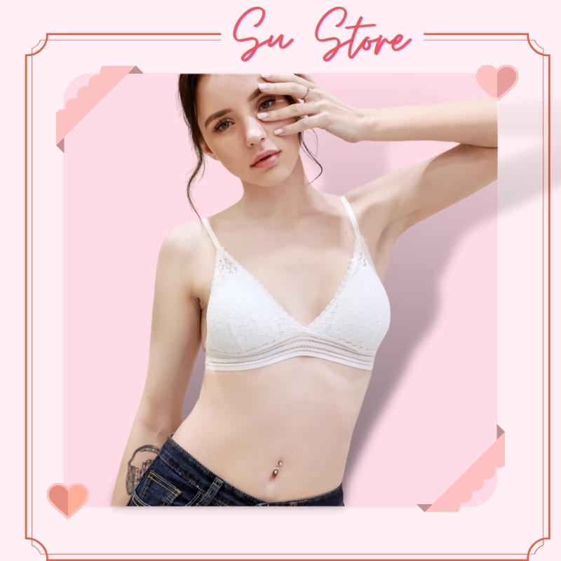 Áo Bra Mút Mỏng 2 Dây Sexy, Áo Lót Ren Cài Sau Nâng Ngực Quyến Rũ - 7313