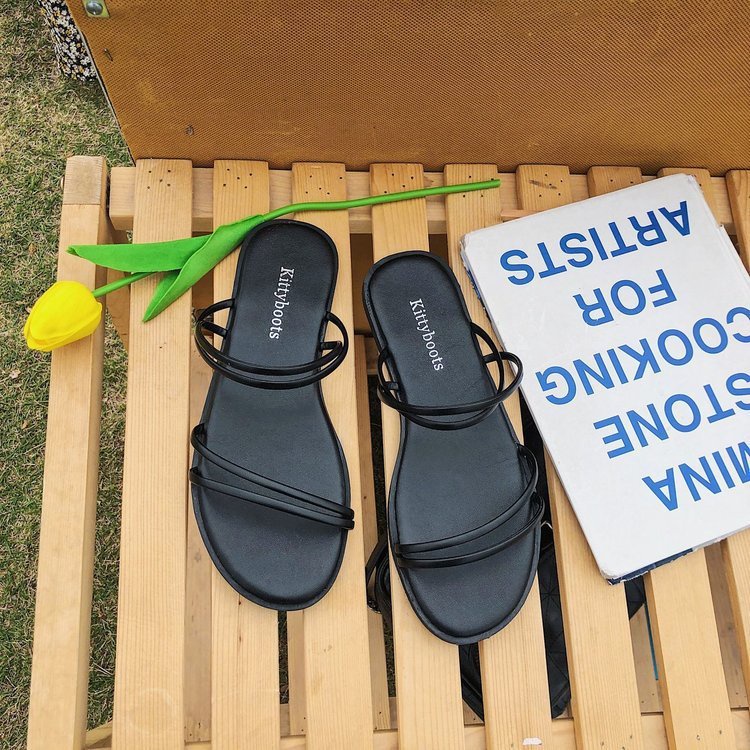 Giày Sandal Đế Bệt Hở Ngón Thời Trang Mùa Hè Hàn Quốc Dành Cho Nữ