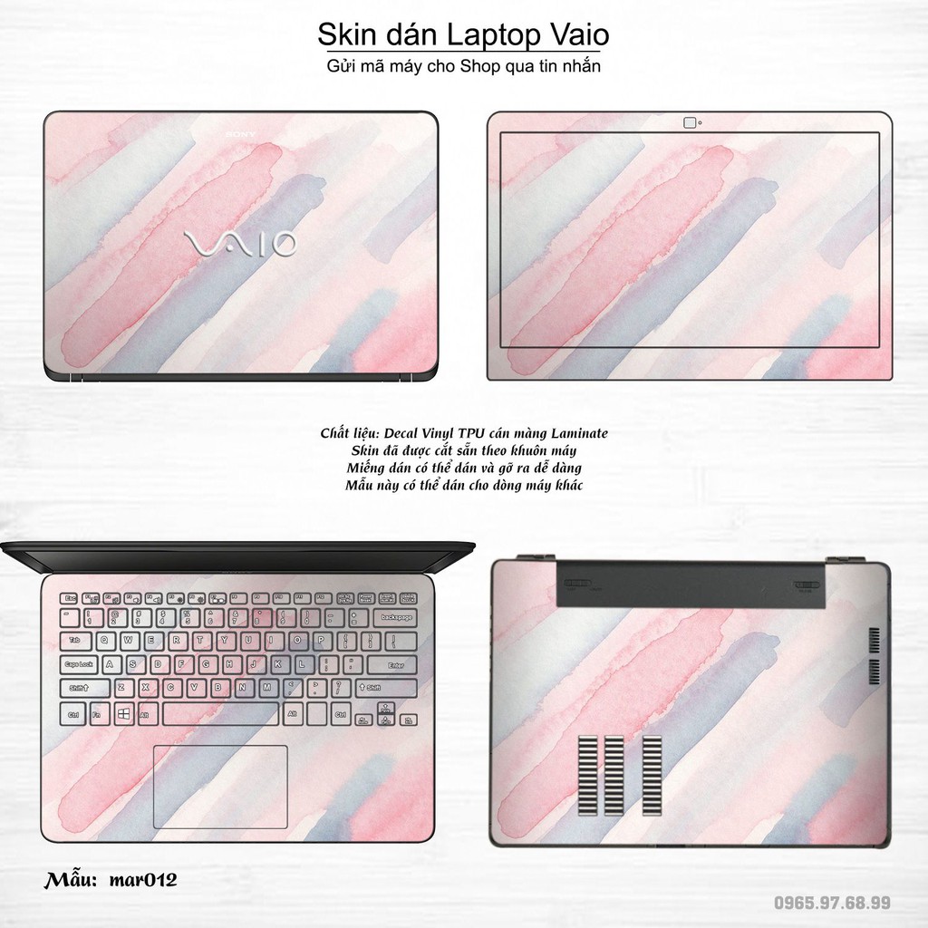 Skin dán Laptop Sony Vaio in hình vân Marble bộ 2 (inbox mã máy cho Shop)