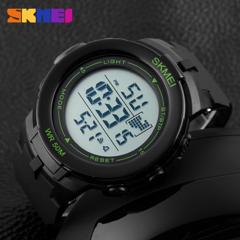 Đồng hồ nam SKMEI 1127 dây cao su (Đen viền xanh lá)