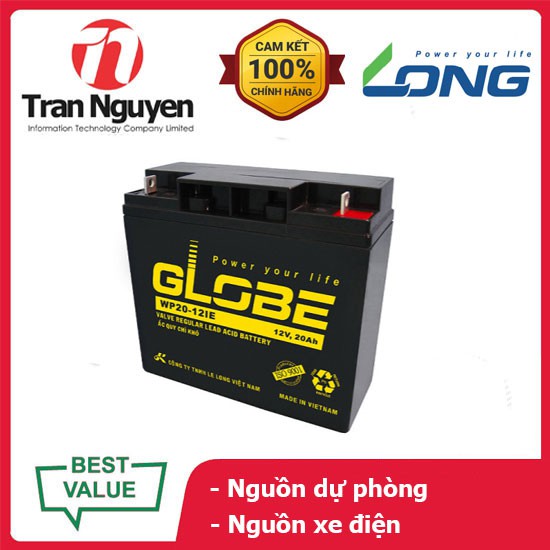 Ắc quy kín khí(VRLA AGM) GLOBE WP20-12IE 12V-20Ah