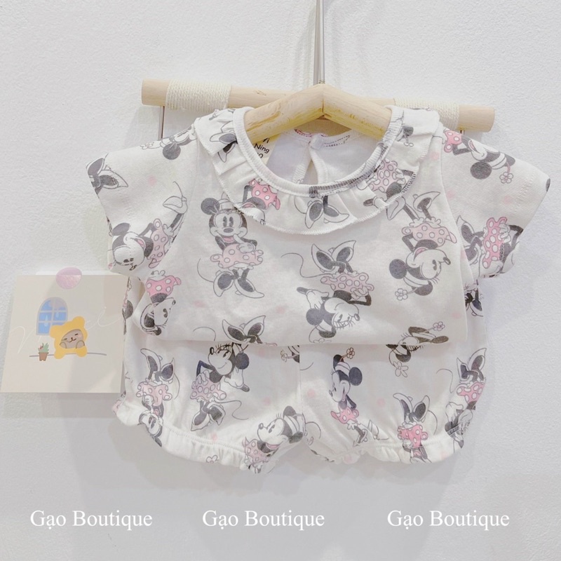 Bộ thun cotton diềm cổ cho bé gái 7-18kg