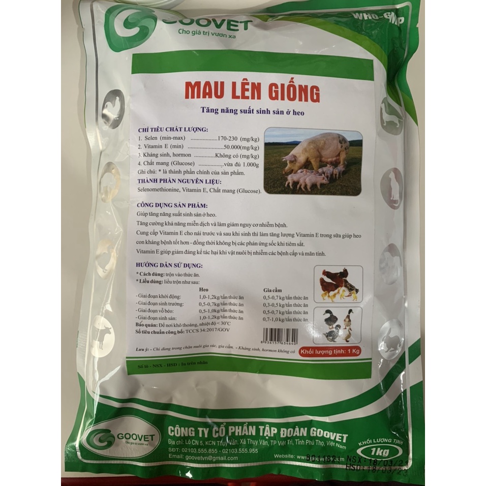 Kích Thích Lên Giống, Tăng Tỷ Lệ Đậu Thai. MAU LÊN GIỐNG Goovet Tăng Năng Suất Sinh Sản. Loại 1kg