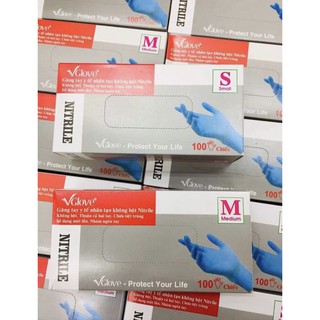 100 cái - Găng tay y tế nhân tạo không bột Nitrile VGlove màu xanh
