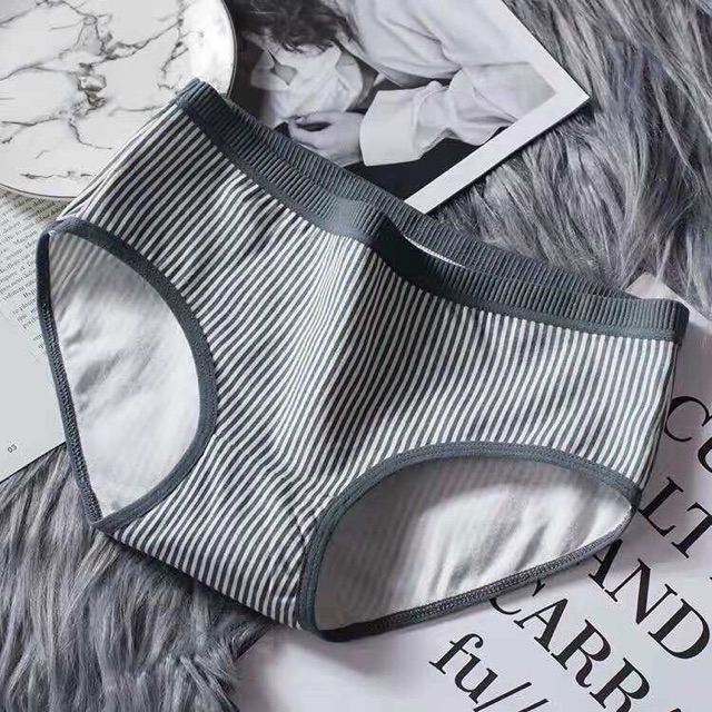 Quần Lót Nữ Cotton Tăm Phối Kẻ Siêu Đẹp