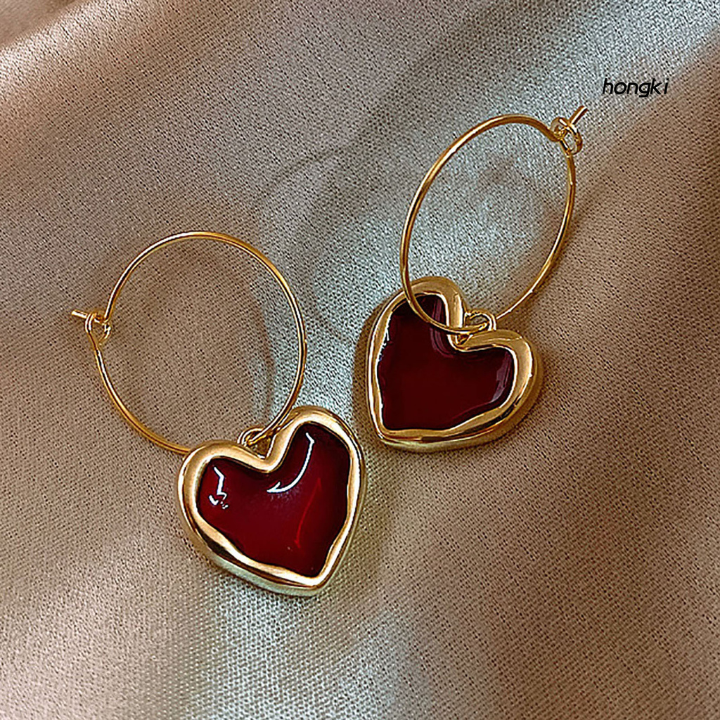 Hoa Tai Hình Trái Tim Phong Cách Hàn Quốc Cho Nữ