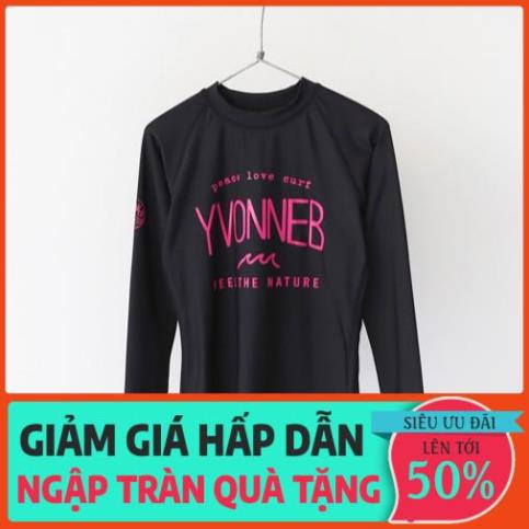 Có sẵn lẻ áo bơi nữ dài tay đen chữ đỏ FEEL THE NATURE * | BigBuy360 - bigbuy360.vn