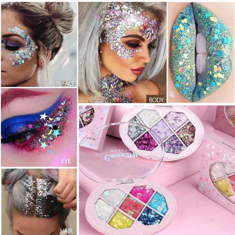 Glitter Eyeshadow Shimmer Face Jewels Pigment Body Face Eye Glitter Sequin Gel Cream Eye Shiny Skin face Sequin Body Glitter