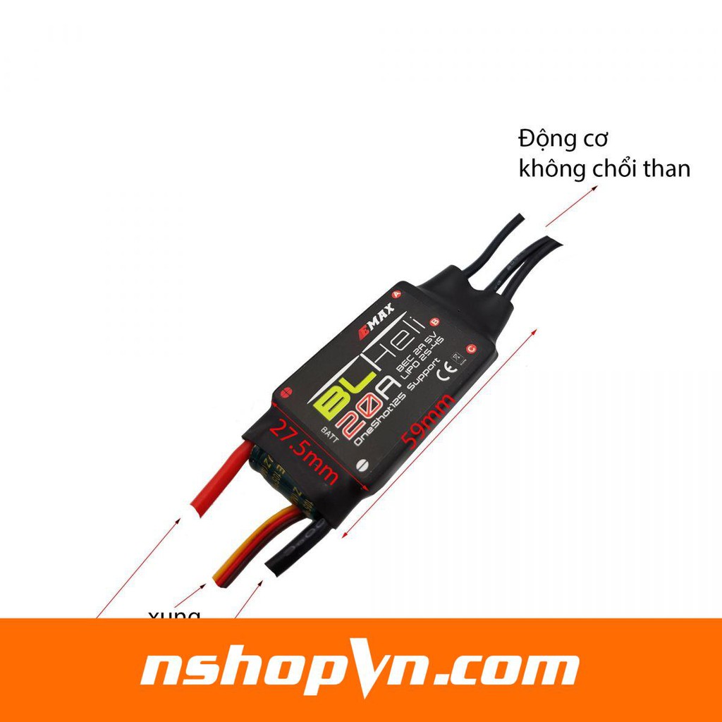 Mạch điều tốc động cơ không chổi than ESC EMAX BLHeli-20A  có bảo vệ thấp áp, bảo vệ quá nhiệt và bảo vệ mất tín hiệu