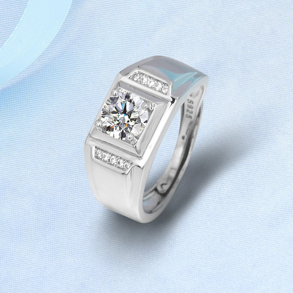 Nhẫn vàng trắng thời trang nam nhẫn kim cương đá quý trắng NoBrandUnisexDiamond