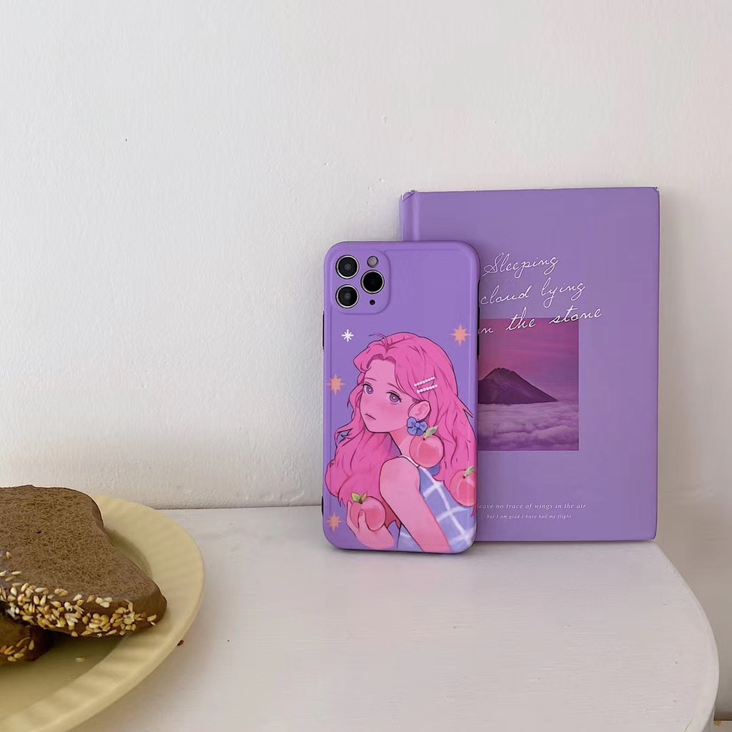 Ốp điện thoại mềm hình cô gái xinh đẹp màu hồng cho iPhone 7 8 SE2 plus X XS XR XSmax 11 Pro Promax | BigBuy360 - bigbuy360.vn