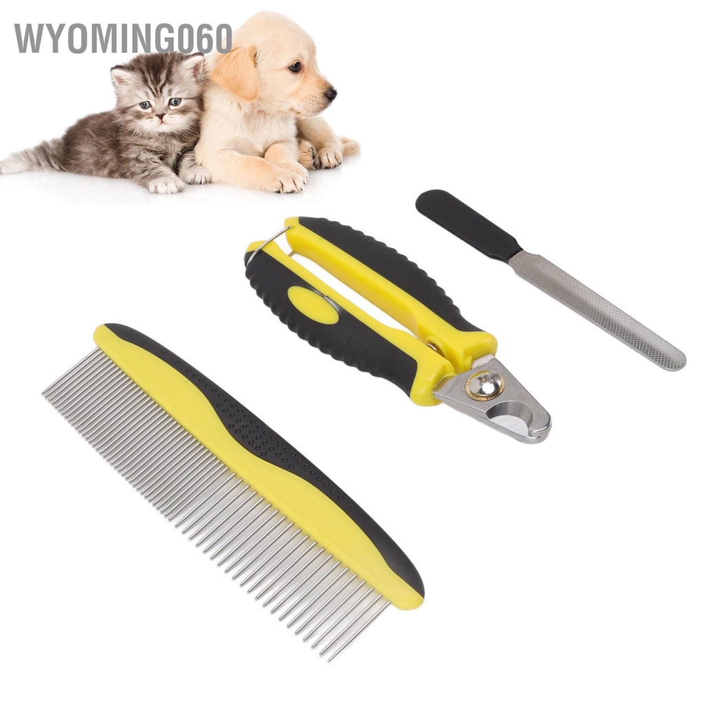 Pet Comb Nail Clipper Rộng rậm răng lược ngăn ngừa trượt Bộ dụng cụ chải lông cầm tay cho thú cưng có tệp chó mèo Thỏ