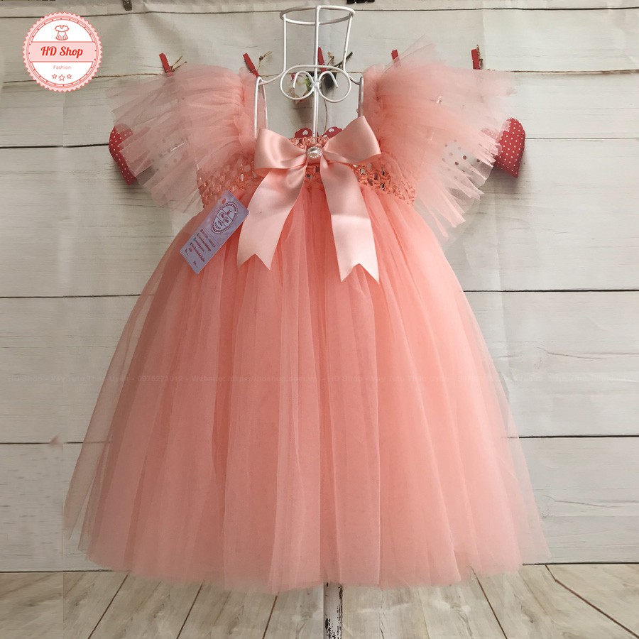 Váy công chúa cho bé ❤️FREESHIP❤️ Váy công chúa hồng cam cánh tiên
