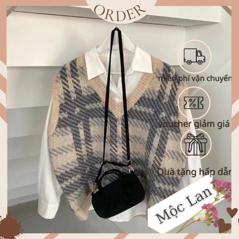 (MộcLan ORDER) Áo len gile họa tiết phong cách Hàn Quốc thu đông | BigBuy360 - bigbuy360.vn