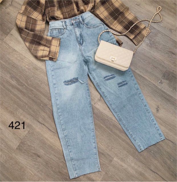 Quần slim baggy jeans rách ngang ver.3 ulzzang ảnh thật