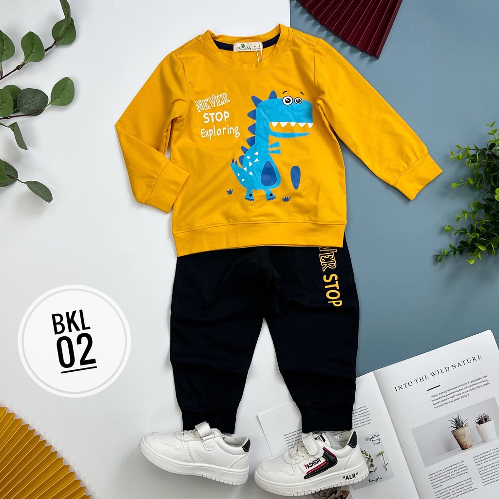 Bộ thun dài tay LITIBABY cho bé trai size 10-25kg . Chất siêu mềm đẹp . Hàng VNXK