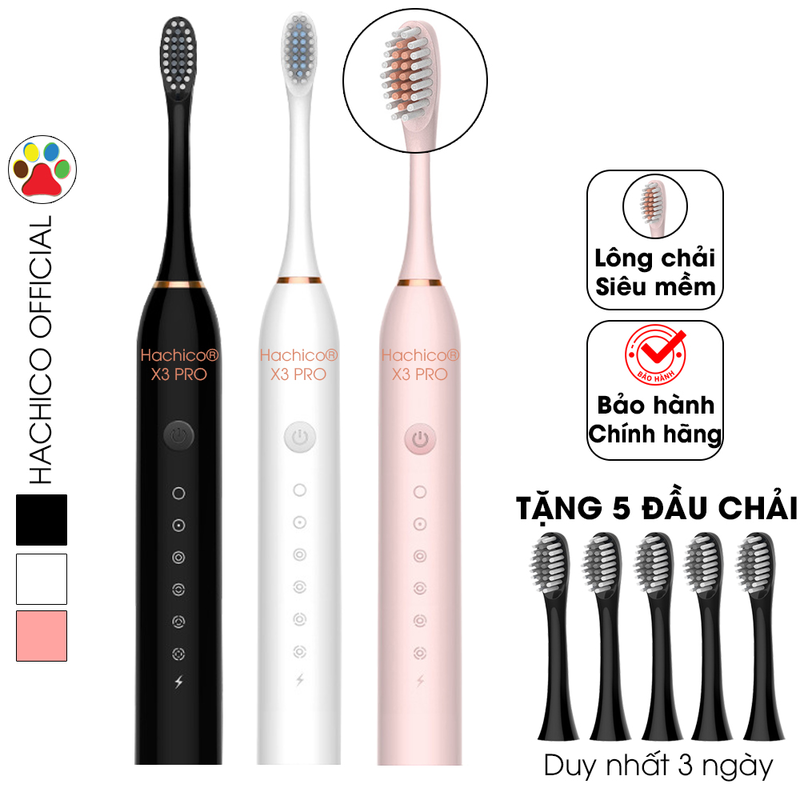 [Mã COSDAY - 50k đơn 250k] Bàn chải điện Hachico Sonic X3 pro đánh răng tự động với lông chải mềm mịn