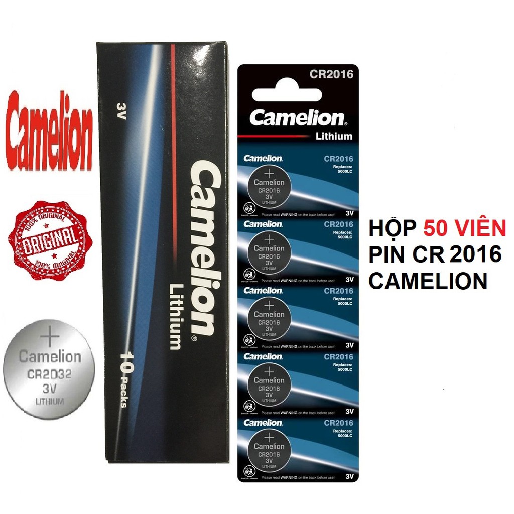 Hộp 50 viên pin CR2016 3V CAMELION CR-2016 2016 3 Vol (Hàng hãng)