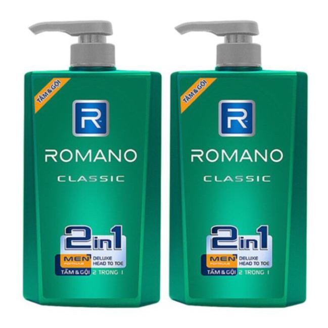 Combo 2 Chai Tắm Gội Cao Cấp Romano 2in1 Classic