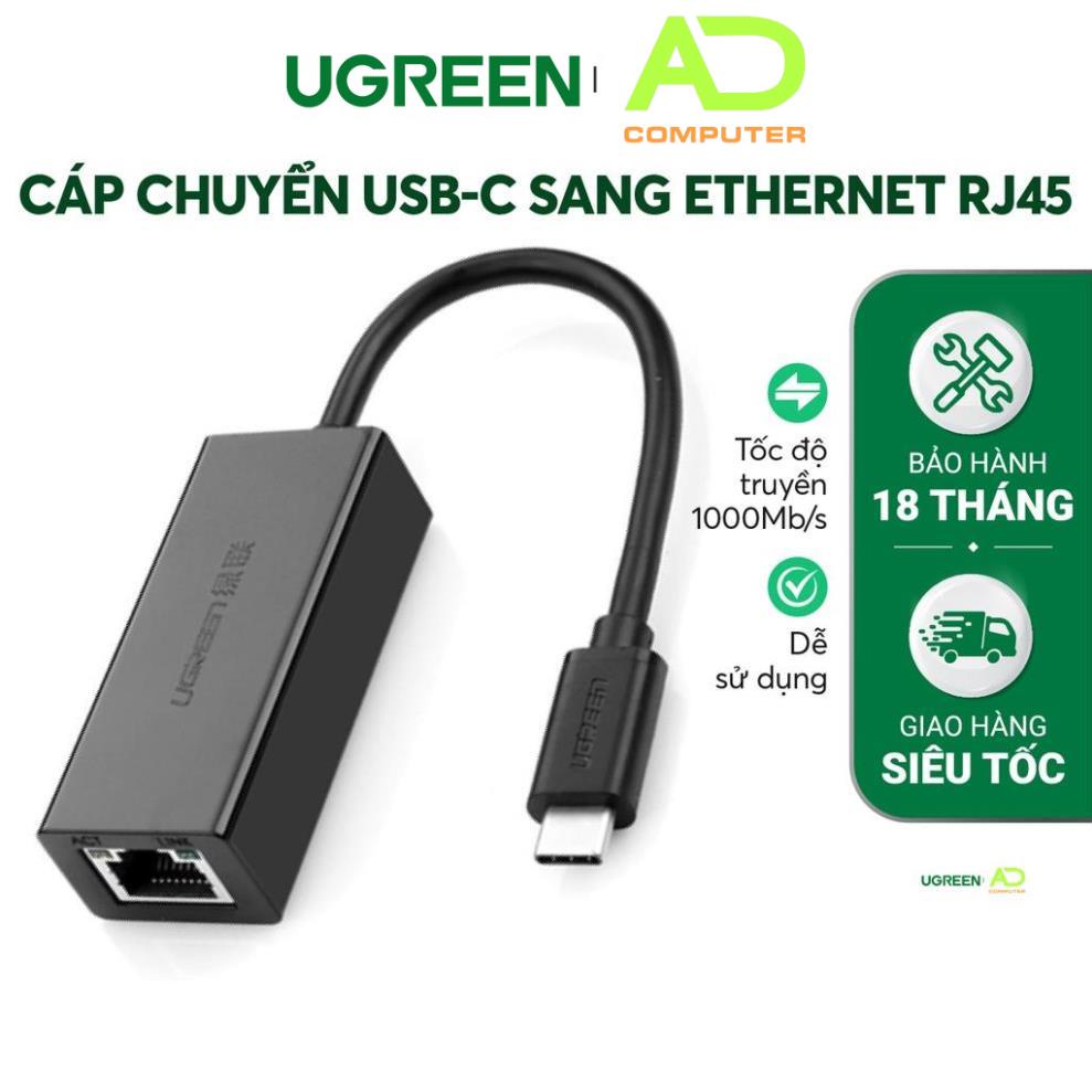 Cáp chuyển đổi USB type C sang đầu mạng Ethernet RJ45 Gigabit UGREEN 50307