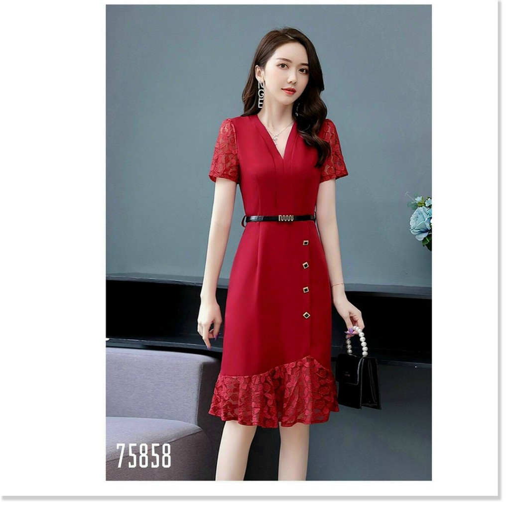ĐẦM UMI TAY NGẮN,CỔ V,HỌA TIẾT TRƠN NHƯNG VÔ CÙNG SANG TRỌNG KHÁNH AN FASHION
