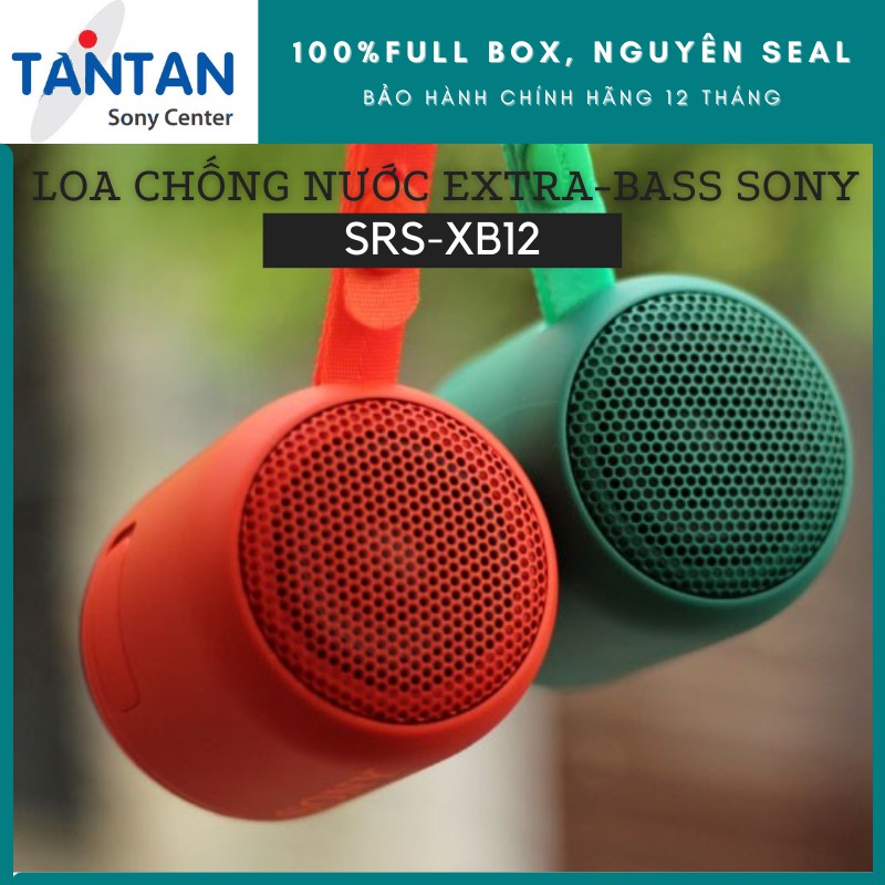 Loa BLUETOOTH EXTRA-BASS Sony SRS-XB12 | Chuẩn Kháng nước, bụi IP67 - Pin: 16h - Kết nối cùng lúc 2 loa - Cắm dây - 339g