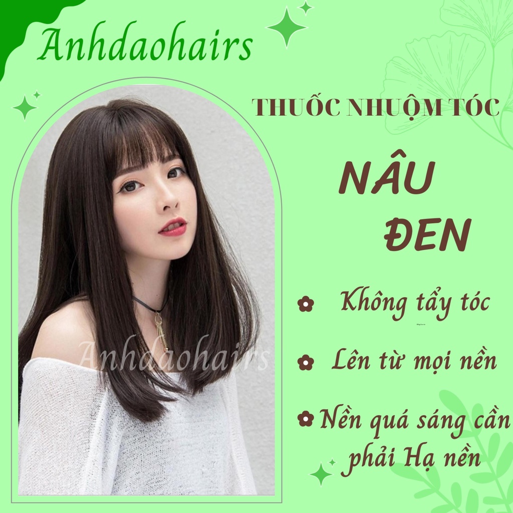 Thuốc Nhuộm Tóc Màu Nâu Đen ,Tặng Kèm Oxy Trợ Nhuộm 100ml, Bao Tay, Mũ Trùm Tóc,Trùm Tai,Và Ủ Tóc Bio, Thuốc Thơm.