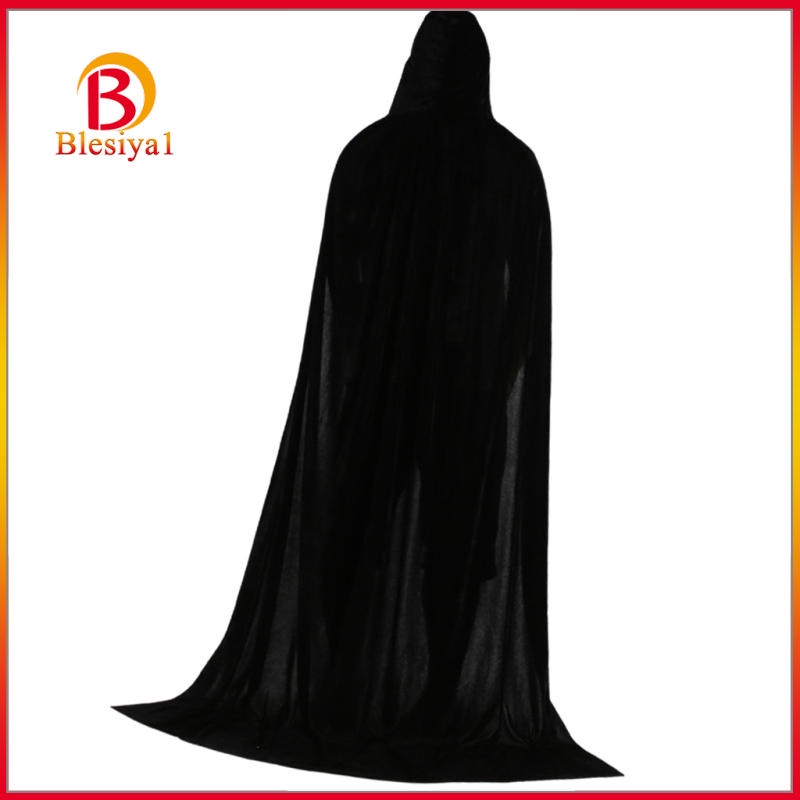 Áo choàng nhung đen dáng dài 150cm có mũ trùm dùng để hóa trang Halloween | BigBuy360 - bigbuy360.vn