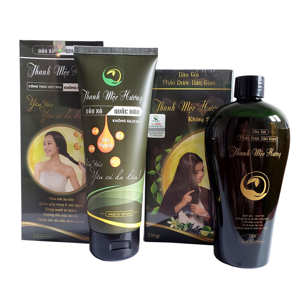Bộ dầu Gội Xả Thanh Mộc Hương không silicon giảm rụng tóc giúp tóc mượt mà