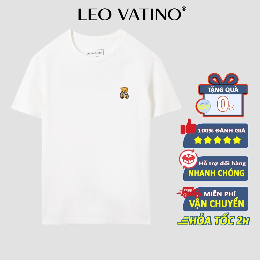 Áo thun nam Leo Vatino Cotton co giãn 4 chiều thêu Gấu Teddy cổ tròn tay ngắn APGP15 | BigBuy360 - bigbuy360.vn
